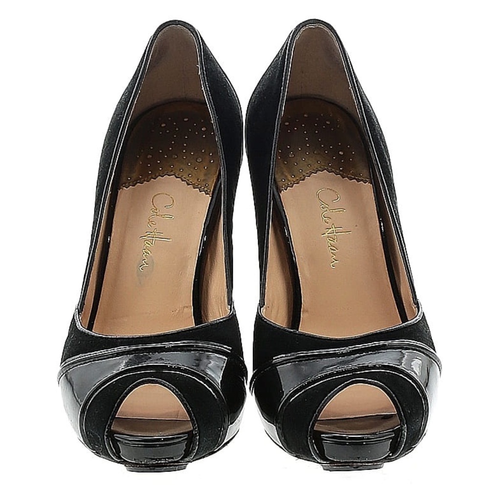 Cole Haan Chic Black Peep-Toe Platform Heels